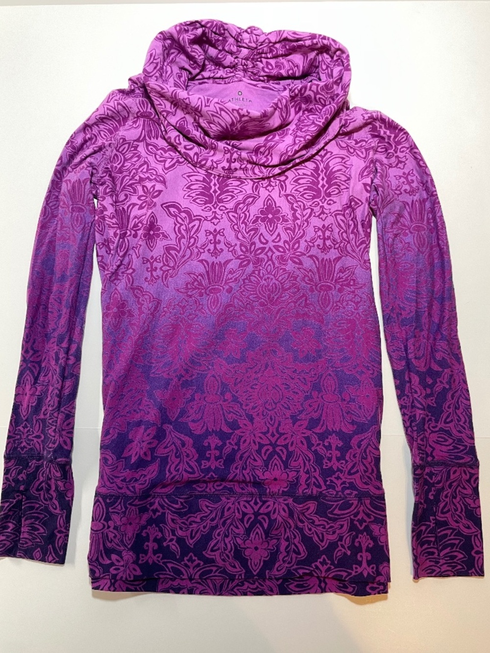 Athleta Purple Floral Long Sleeve Top Size M